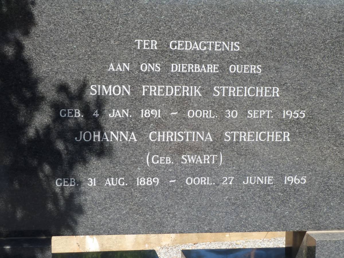 STREICHER Simon Frederik 1891-1955 &amp; Johanna Christina SWART 1889-1965
