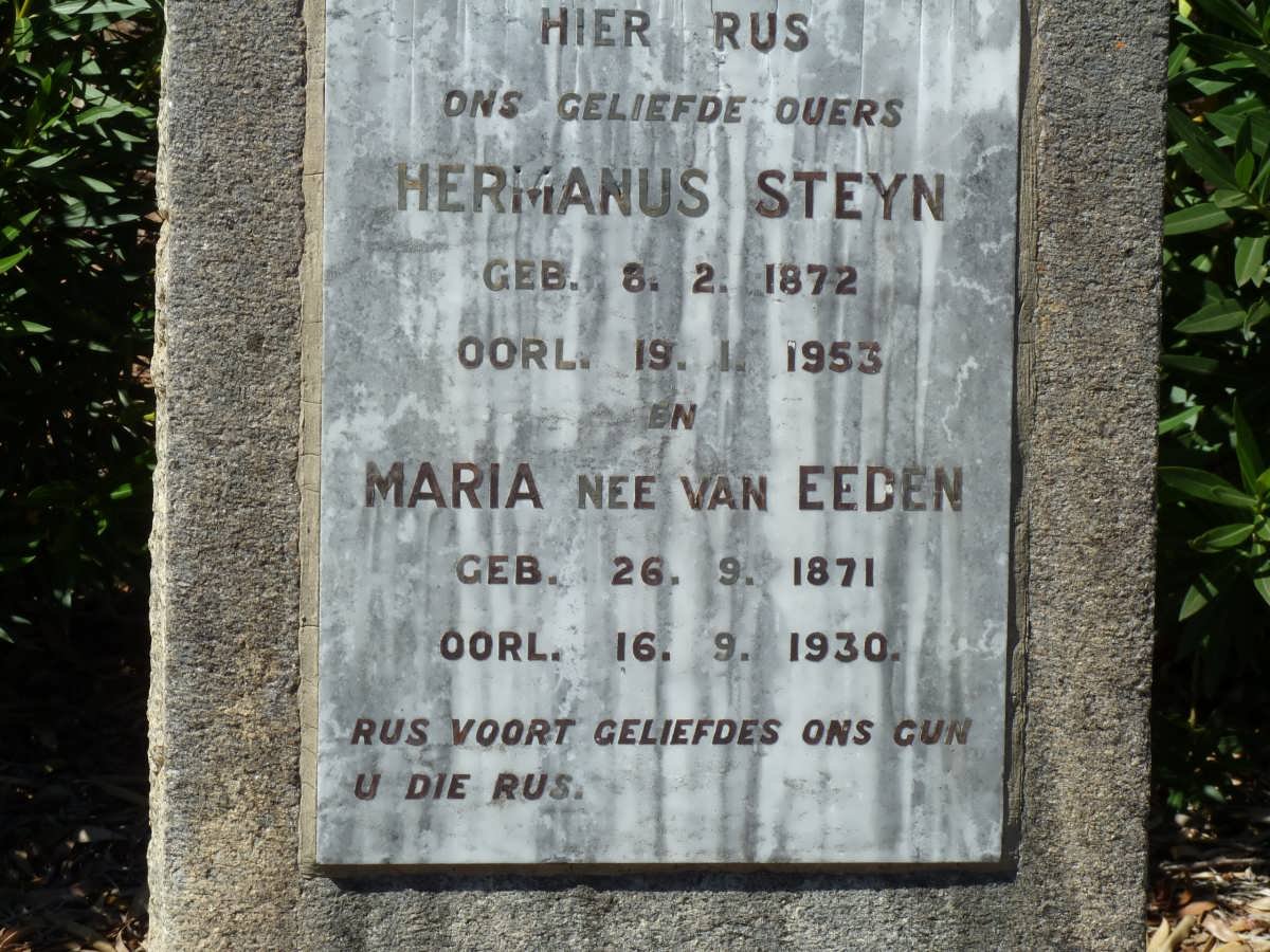 STEYN Hermanus 1872-1953 &amp; Maria VAN EEDEN 1871-1930