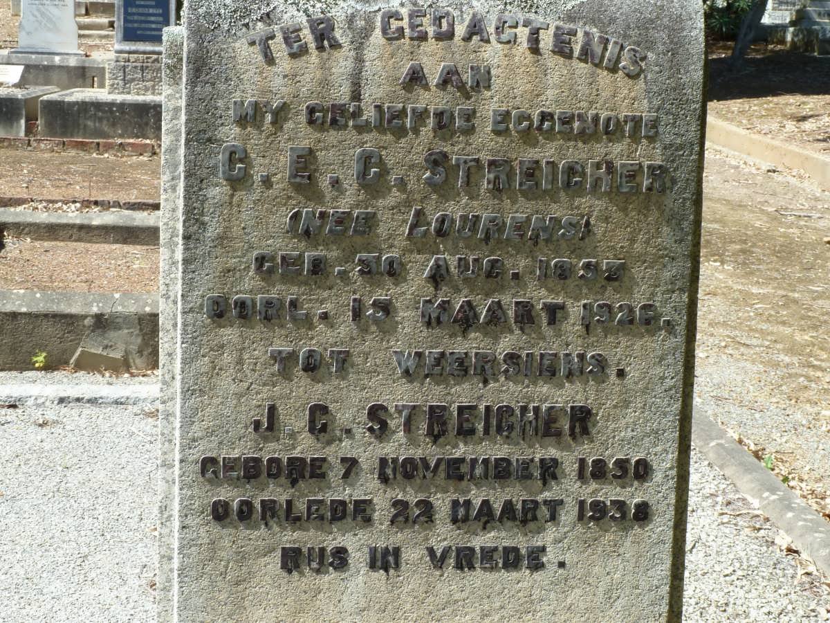 STREICHER J.G. 1850-1938 &amp; C.E.C. LOURENS 1853-1926