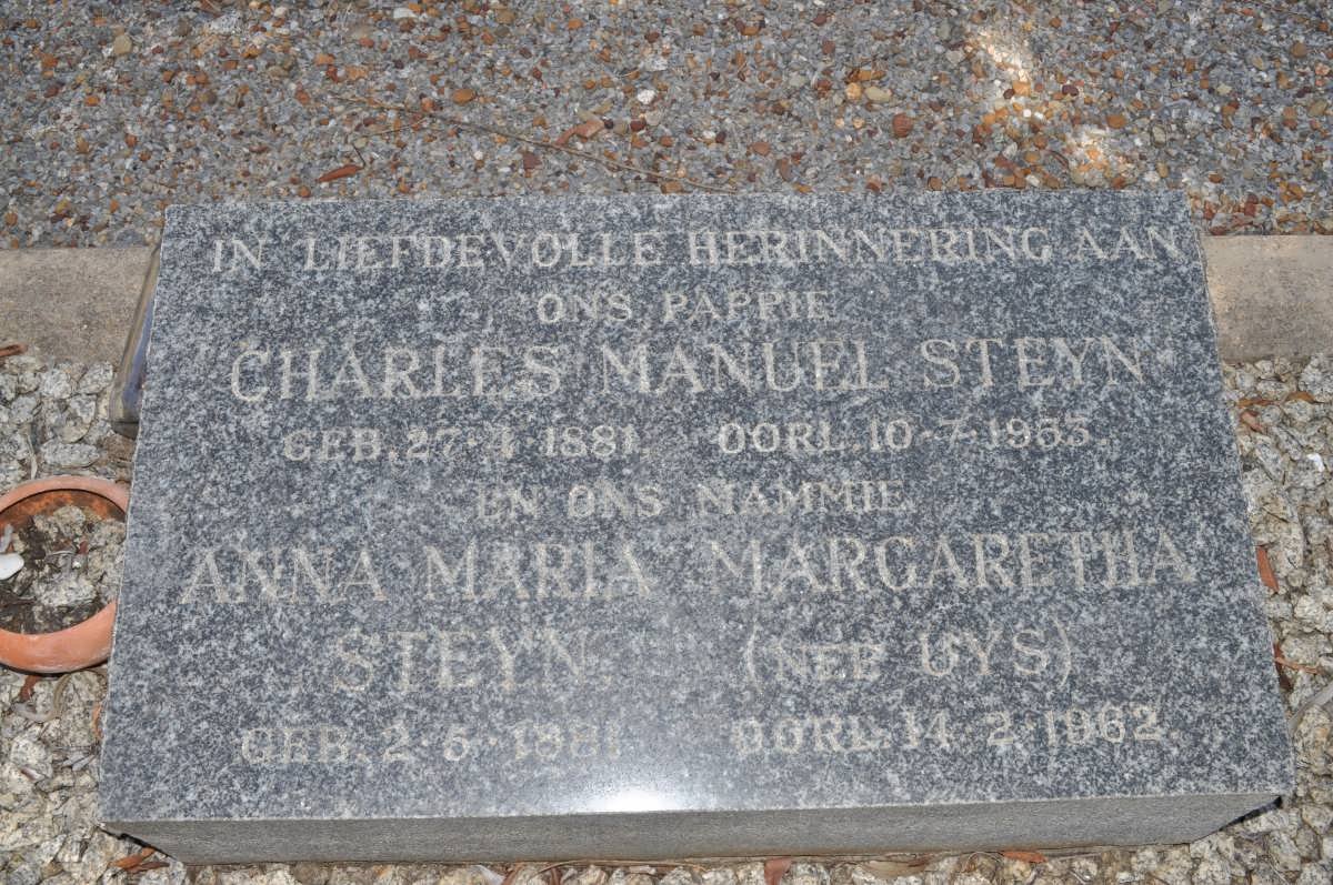 STEYN Charles Manuel 1881-1953 &amp; Anna Maria Margaretha UYS 1881-1962