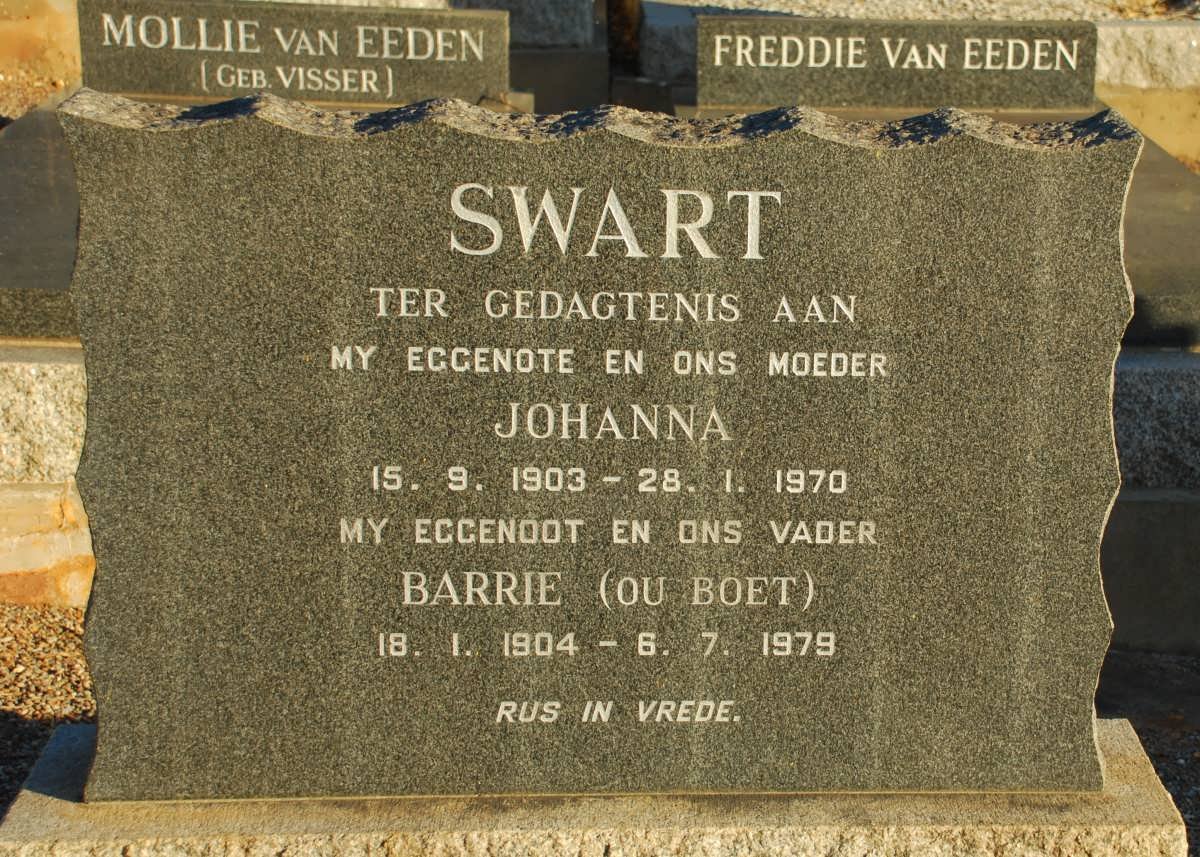 SWART Barrie 1904-1979 &amp; Johanna 1903-1970