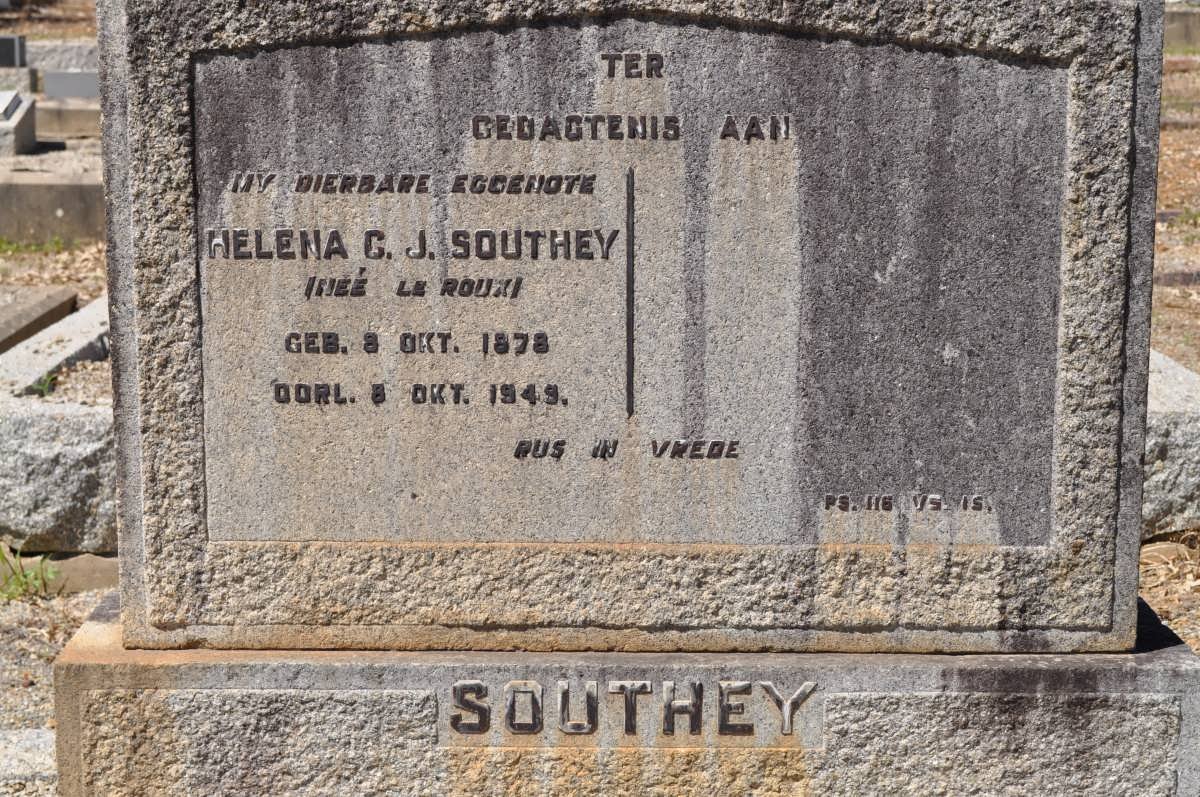 SOUTHEY Helena C.J. nee LE ROUX 1878-1949