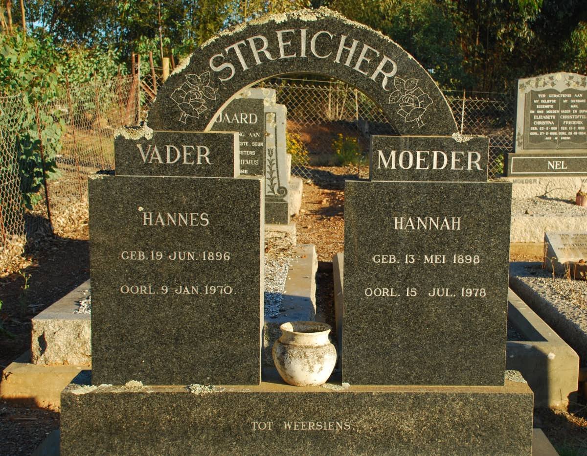 STREICHER Hannes 1896-1970 &amp; Hannah 1898-1978