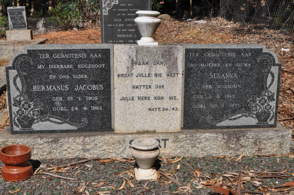 SWART Hermanus Jacobus 1905-1962 &amp; Susanna ROSSOUW 1910-1977
