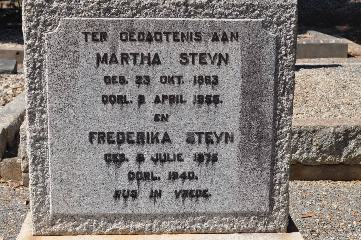 STEYN Martha 1863-1955 :: STEYN Frederika 1875-1940