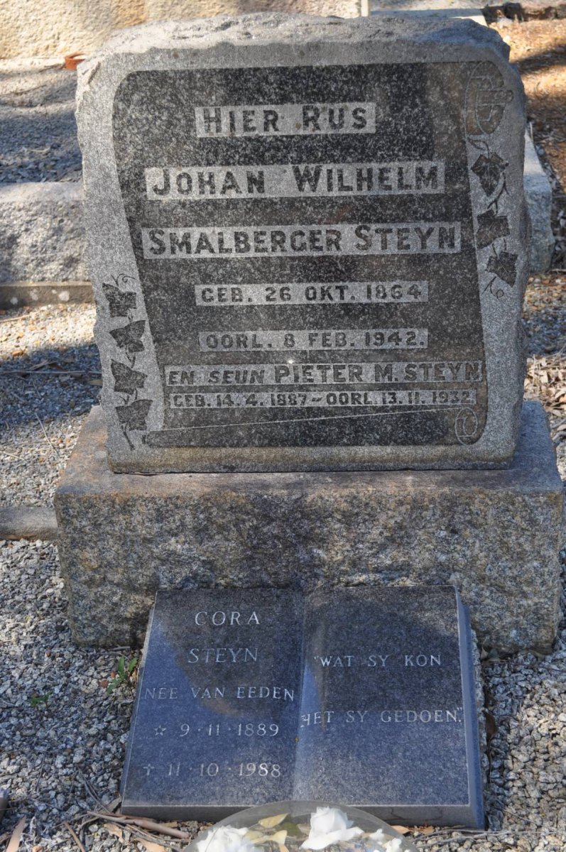 STEYN Johan Wilhelm Smalberger 1864-1942 :: STEYN Pieter M. 1887-1932 &amp; Cora VAN EEDEN 1889-1988