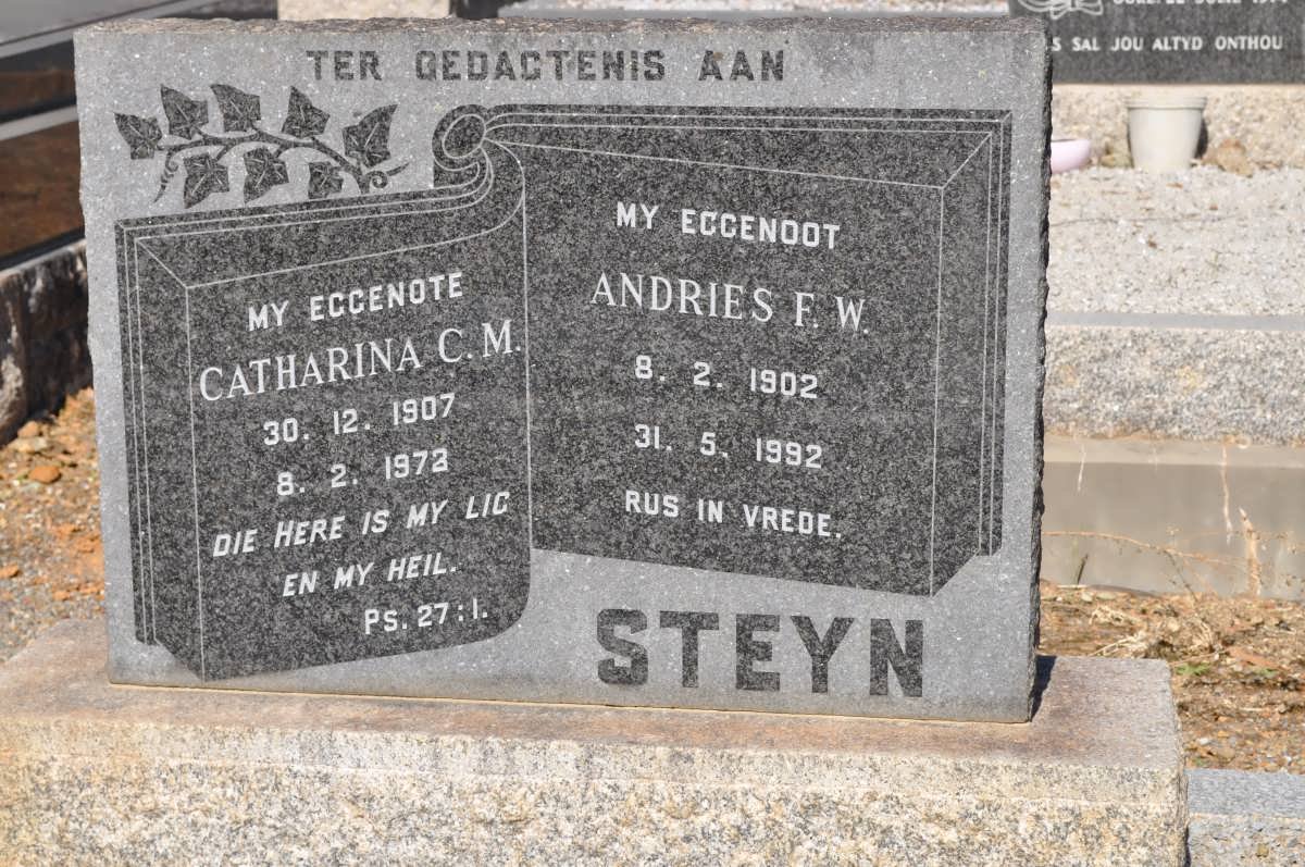 STEYN Andries F.W. 1902-1992 &amp; Catharina C.M. 1907-1972