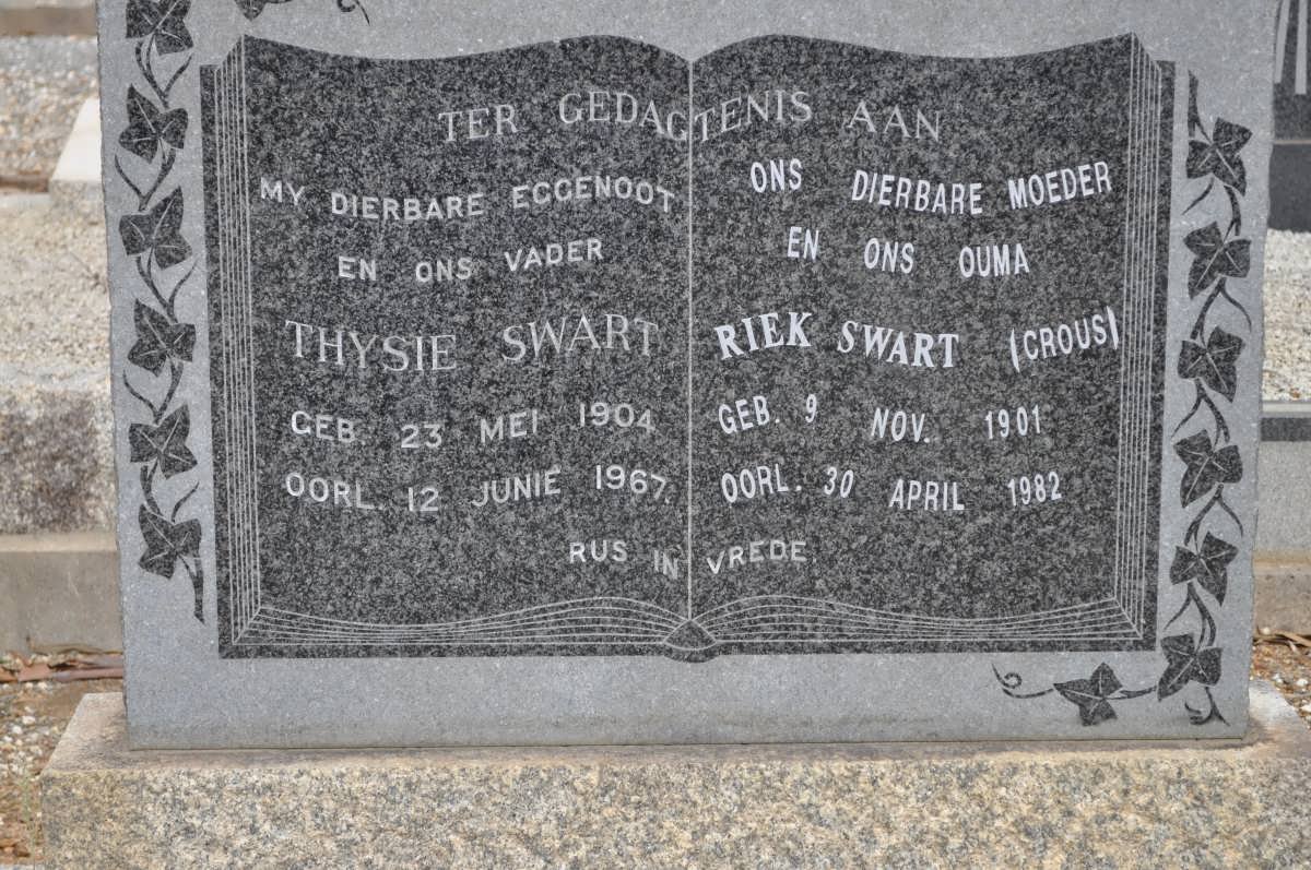 SWART Thysie 1904-1967 &amp; Riek CROUS 1901-1982
