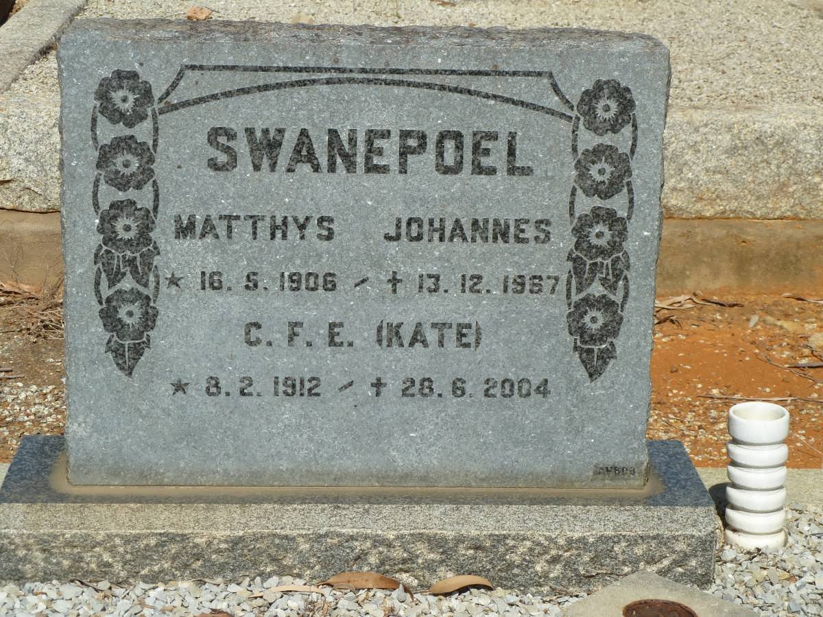SWANEPOEL Matthys Johannes 1906-1967 &amp; C.F.E. 1912-2004
