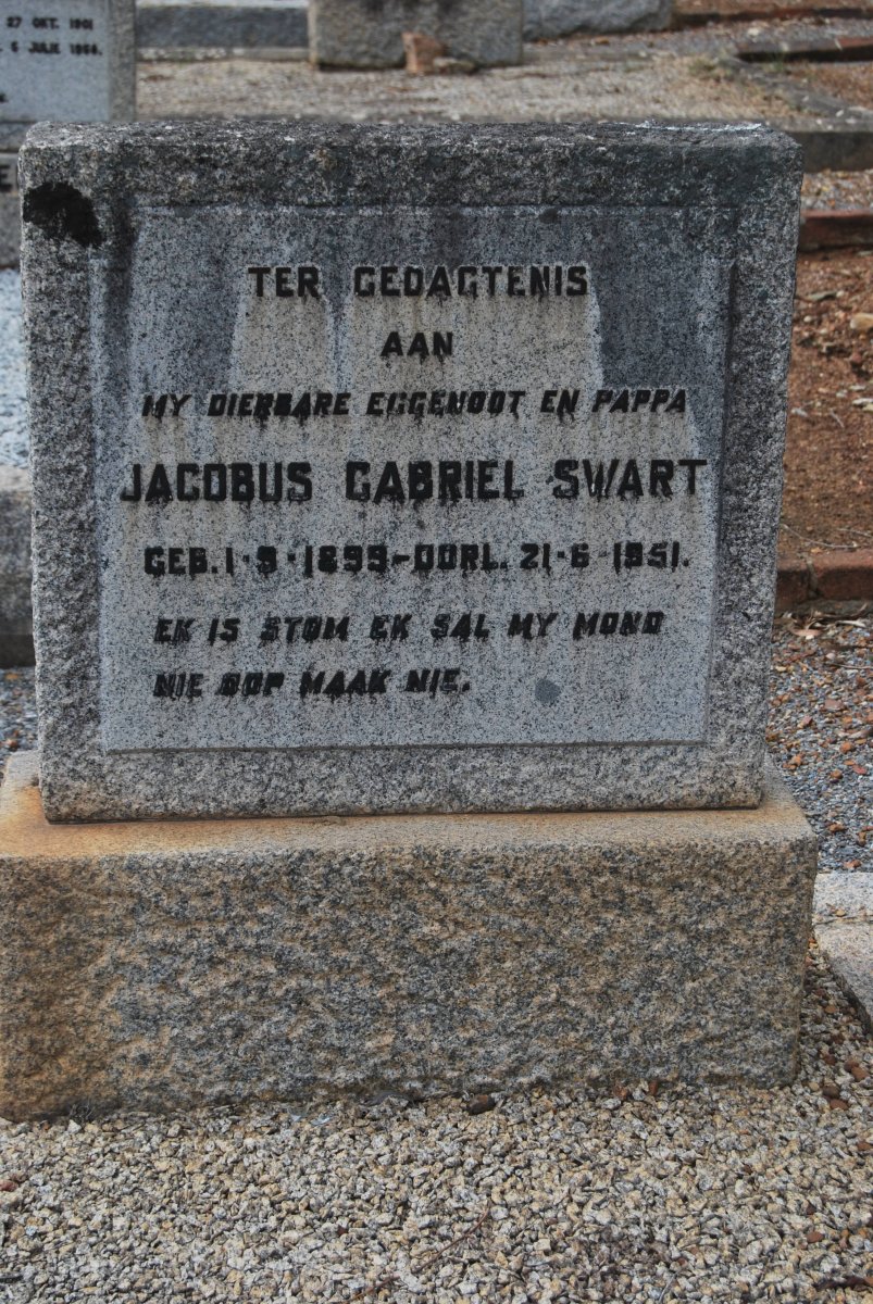 SWART Jacobus Gabriel 1899-1951