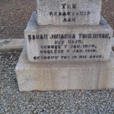 TOMLINSON Sarah Johanna nee UIJS 1875-1919