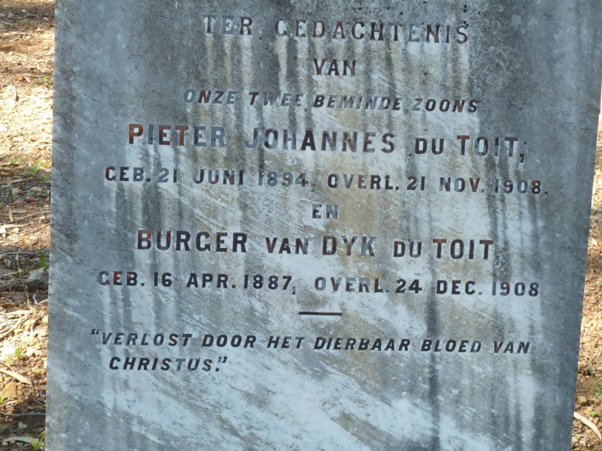 TOIT Burger van Dyk, du 1887-1908 :: DU TOIT Pieter Johannes 1894-1908