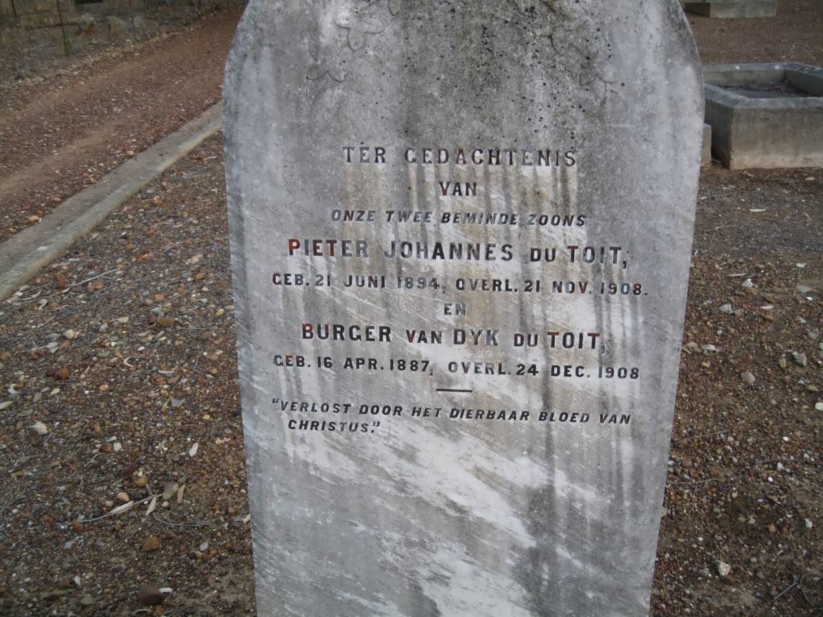 TOIT Pieter Johannes, du 1894-1908 :: DU TOIT Burger van Dyk 1887-1908
