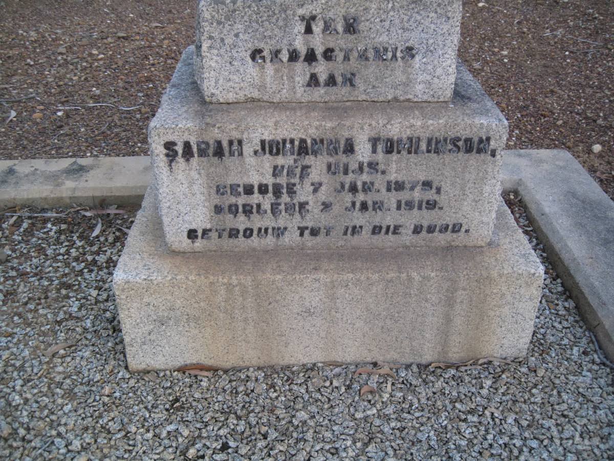 TOMLINSON Sarah Johanna nee UIJS 1875-1919