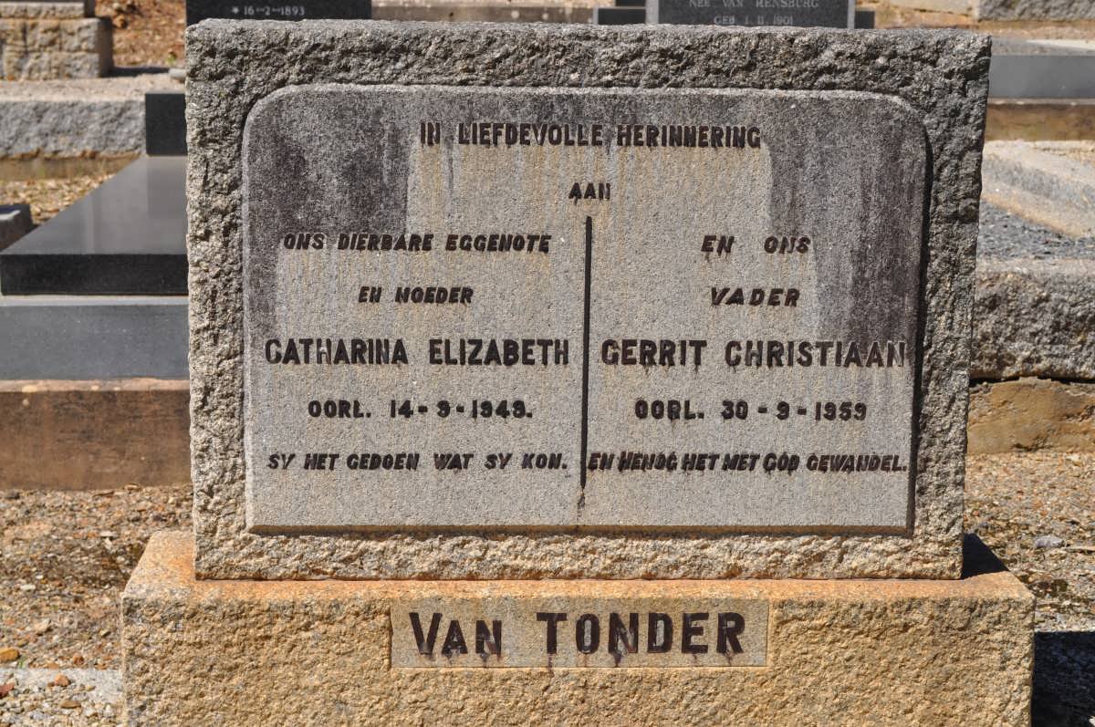 TONDER Gerrit Christiaan, van -1959 &amp; Catharina Elizabeth -1949