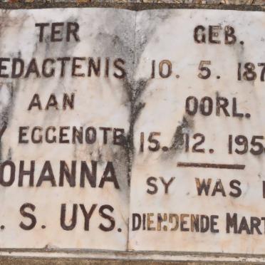 UYS Johanna H.S. 1871-1958