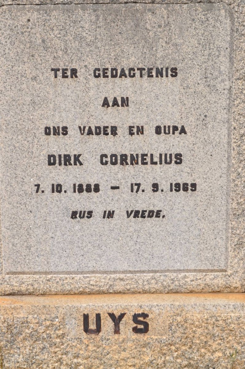 UYS Dirk Cornelius 1888-1969