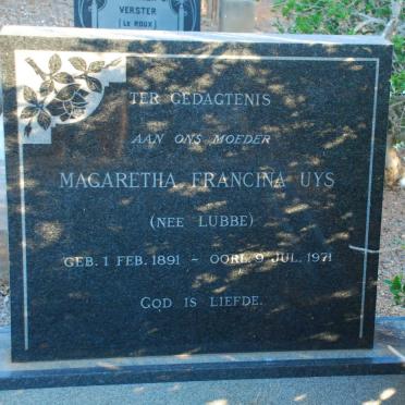 UYS Magaretha Francina nee LUBBE 1891-1971