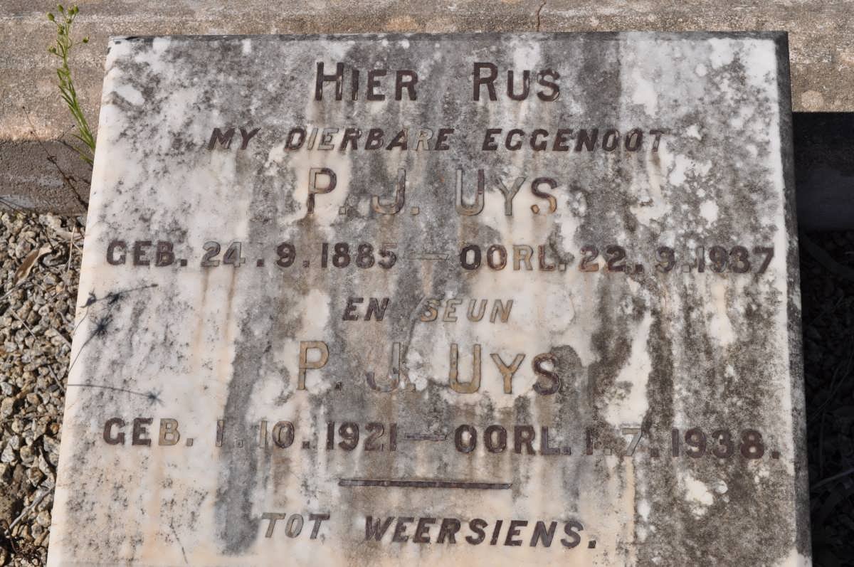 UYS P.J. 1885-1937 :: UYS P.J. 1921-1938