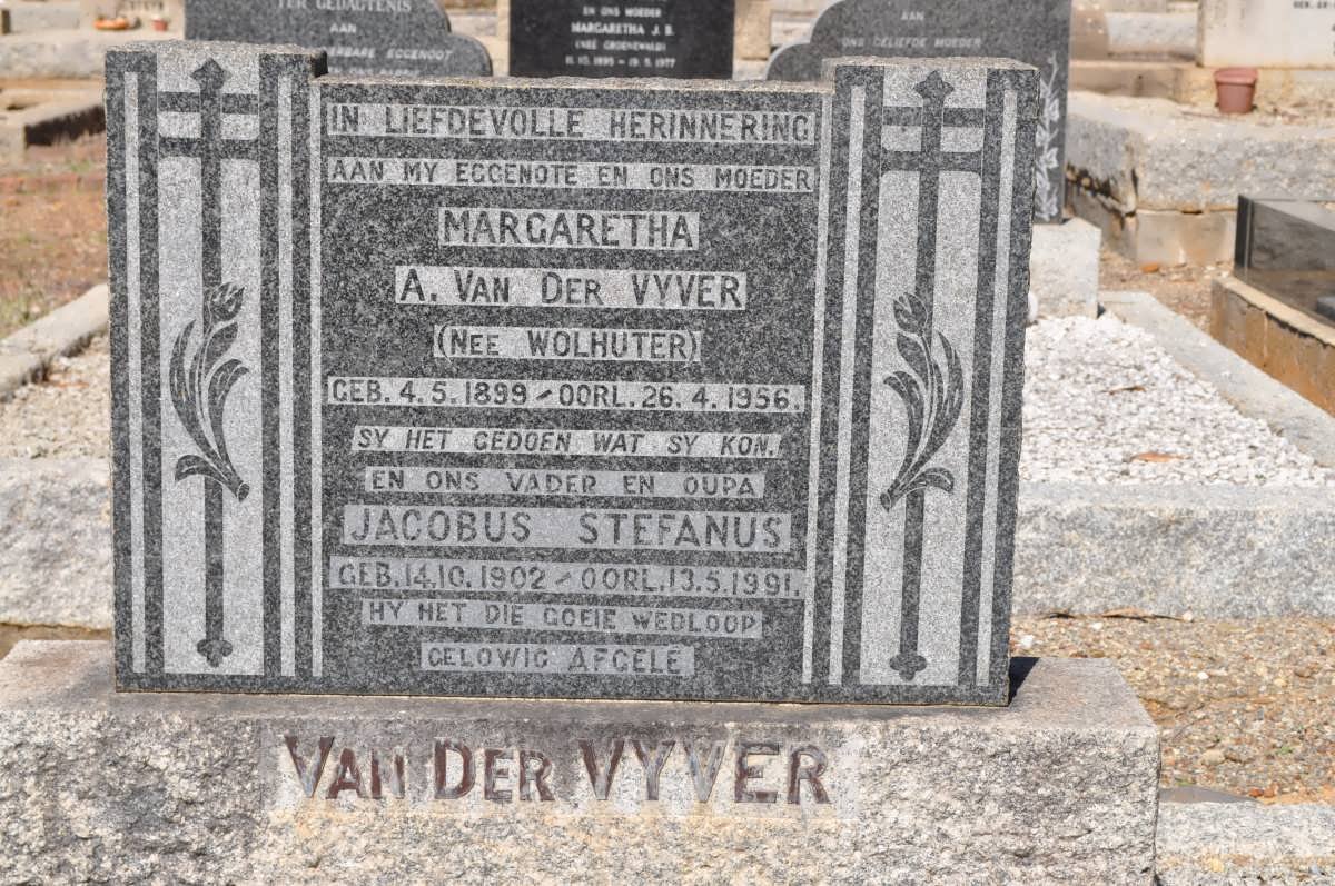 VYVER Jacobus Stefanus, van der 1902-1991 &amp; Margaretha A. WOLHUTER 1899-1956