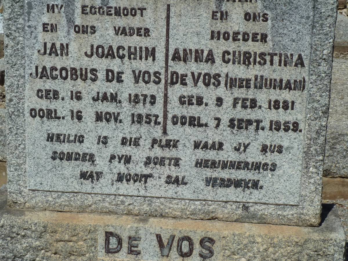 VOS Jan Joachim Jacobus, de 1879-1957 &amp; Anna Christina HUMAN 1881-1959