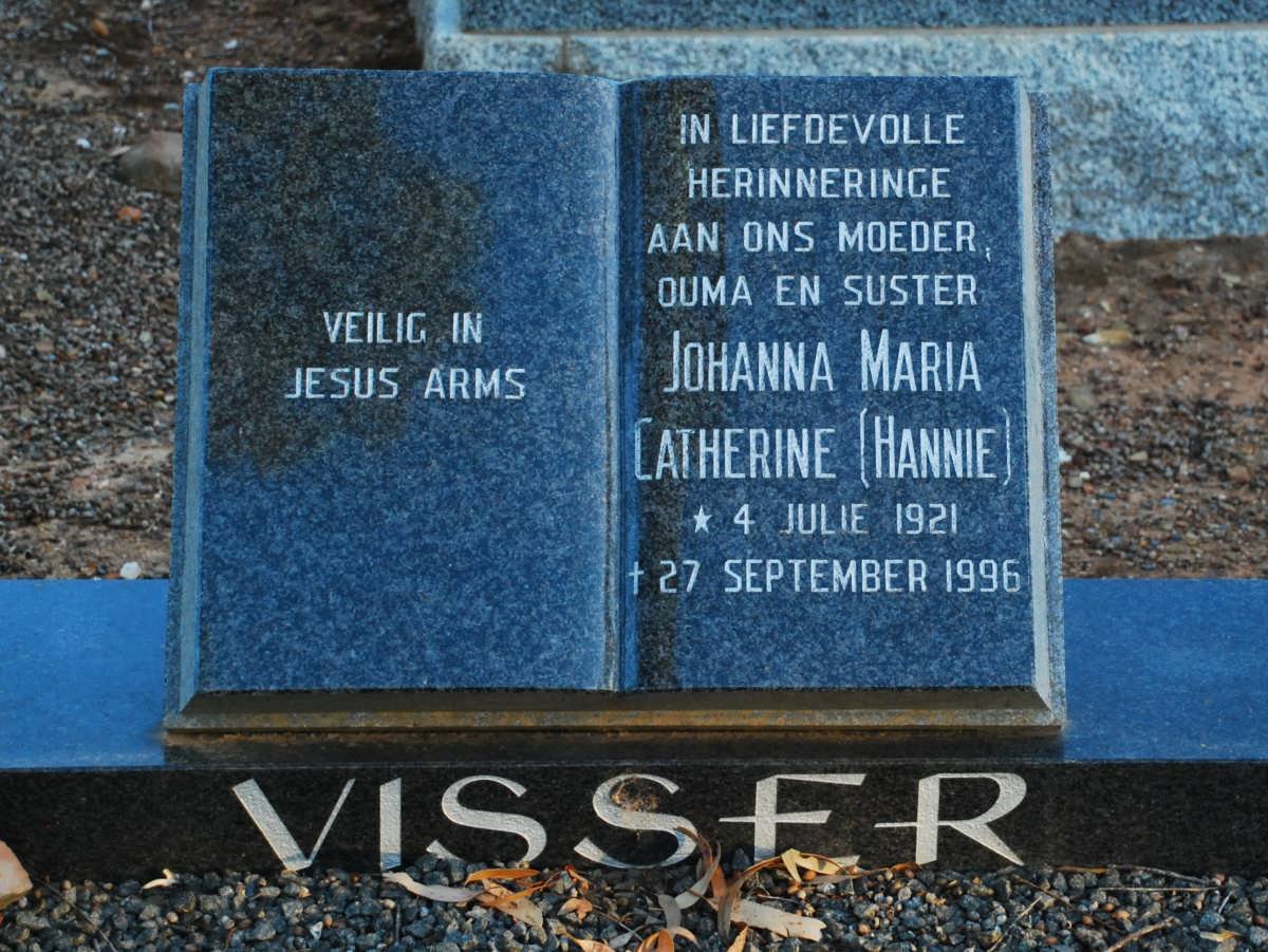 VISSER Johanna Maria Catherine 1921-1996