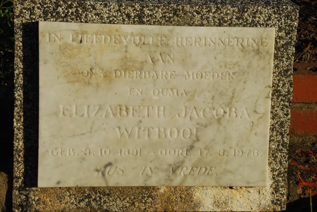 WITBOOI Elizabeth Jacoba 1891-1976