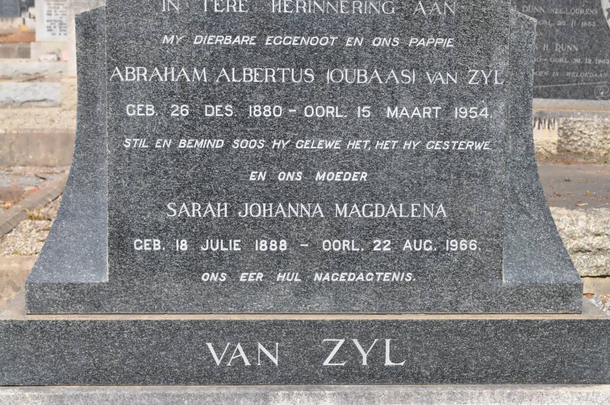 ZYL Abraham Albertus, van 1880-1954 &amp; Sarah Johanna Magdalena 1888-1966