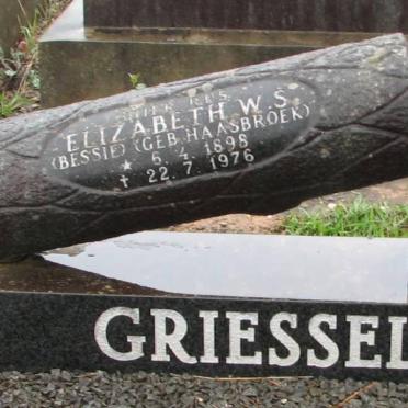 GRIESSEL Elizabeth W.S. nee HAASBROEK 1898-1976
