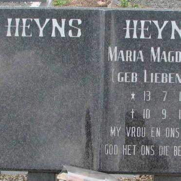 HEYNS Maria Magdalena nee LIEBENBERG 1948-1997