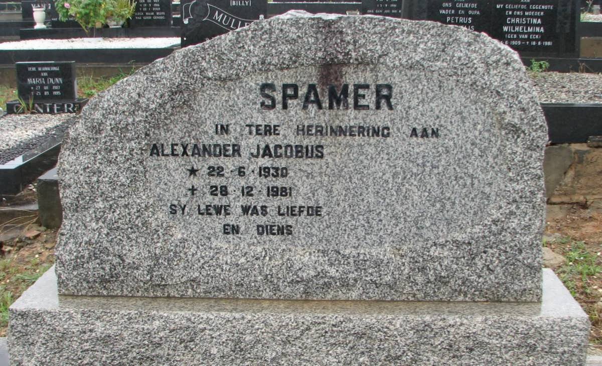 SPAMER Alexander Jacobus 1930-1981
