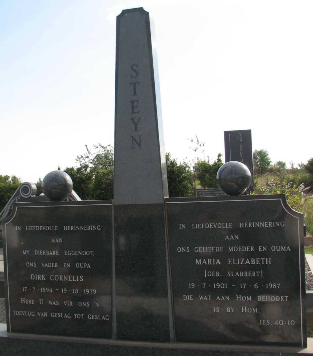 STEYN Dirk Cornelis 1894-1979 &amp; Maria Elizabeth SLABBERT 1901-1987