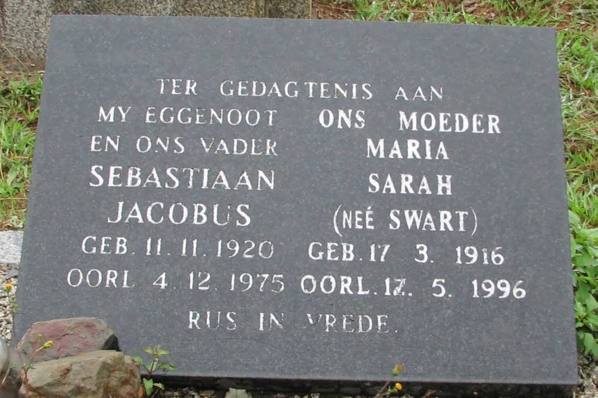 ? Sebastiaan Jacobus 1920-1975 &amp; Maria Sarah SWART 1916-1996