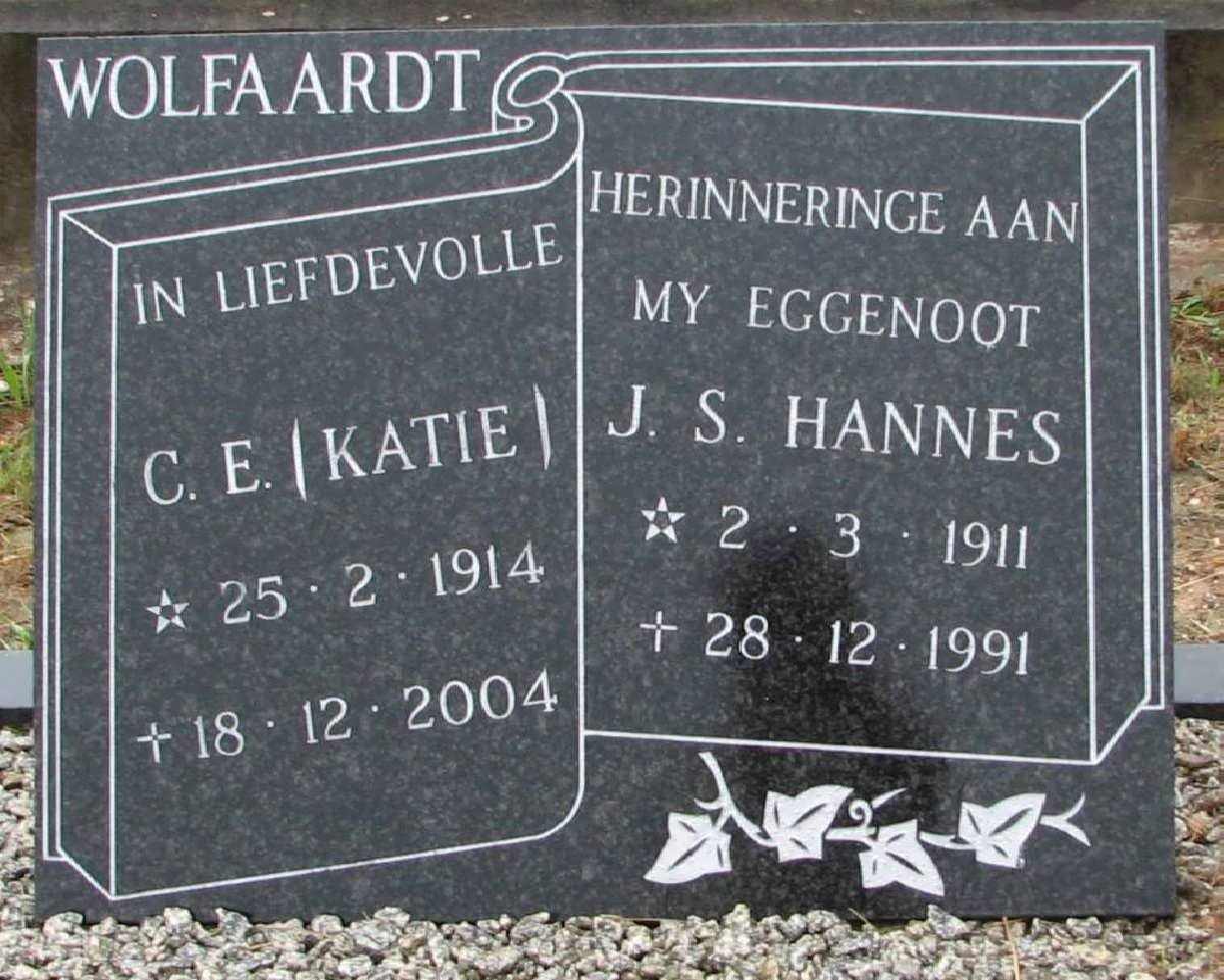 WOLFAARDT J.S. Hannes 1911-1991 &amp; C.E. 1914-2004