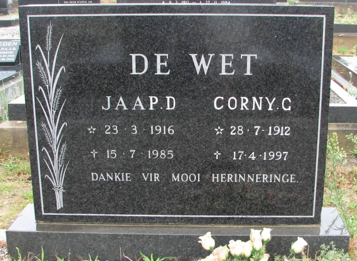 WET Jaap. D., de 1916-1985 &amp; Corny G. 1912-1997