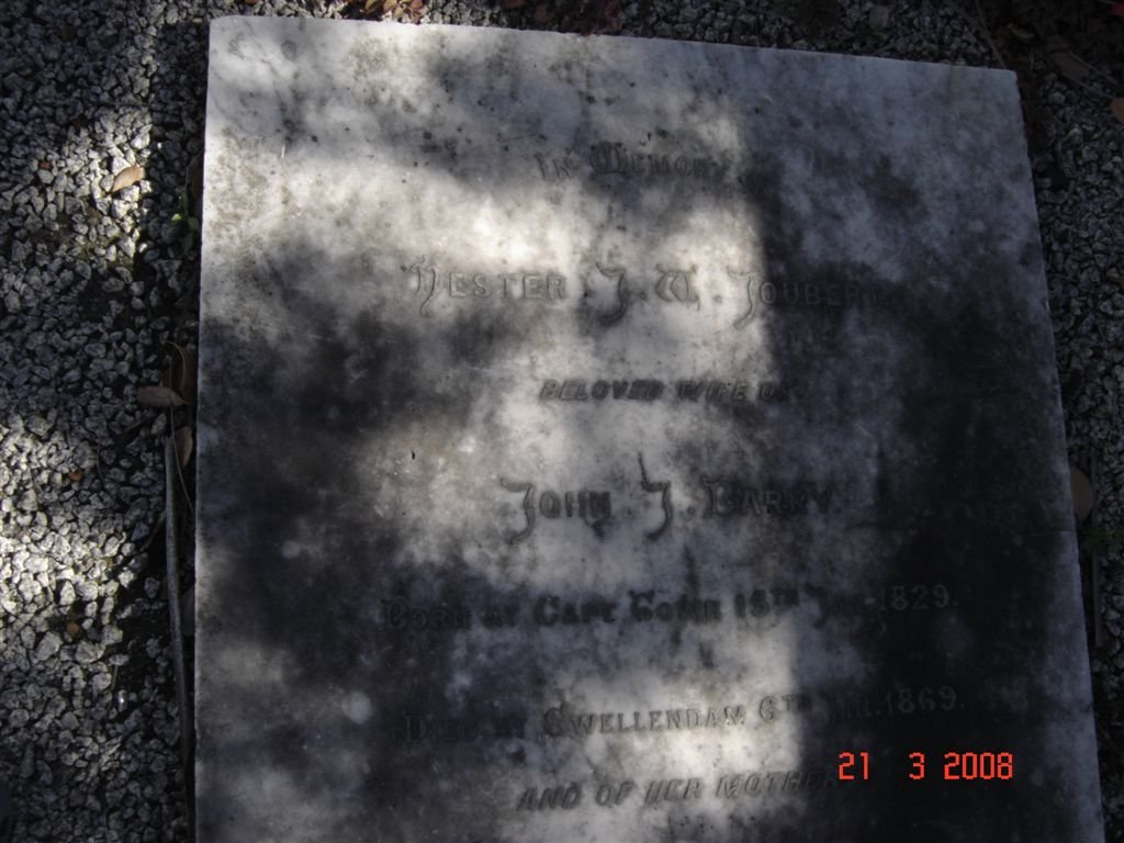 BARRY Hester J.W. nee JOUBERT 1829-1869