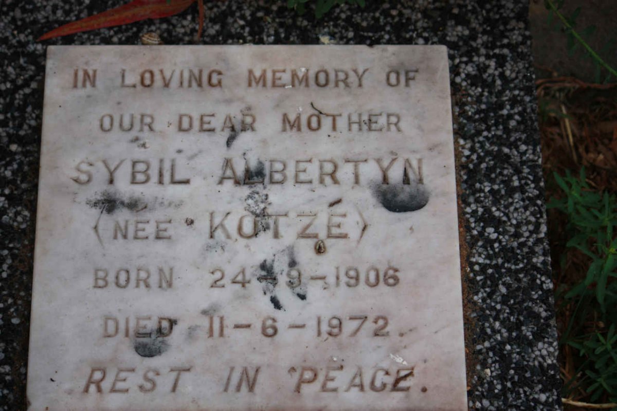 ALBERTYN Sybil nee KOTZE 1906-1972
