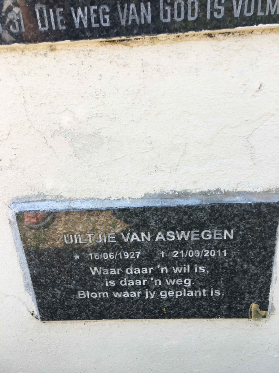 ASWEGEN Uiltjie, van 1927-2011