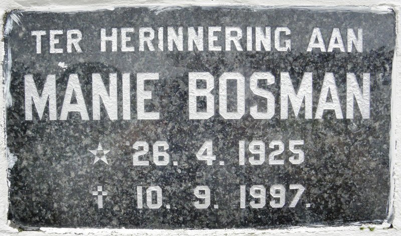 BOSMAN Manie 1925-1997