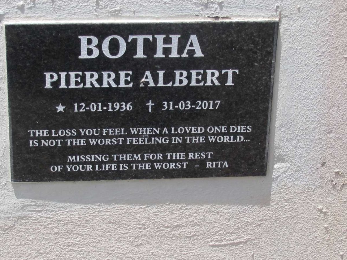 BOTHA Pierre Albert 1936-2017