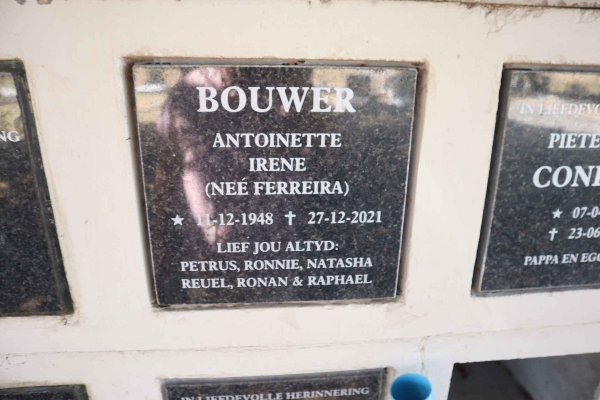 BOUWER Antoinette Irene nee FERREIRA 1948-2021