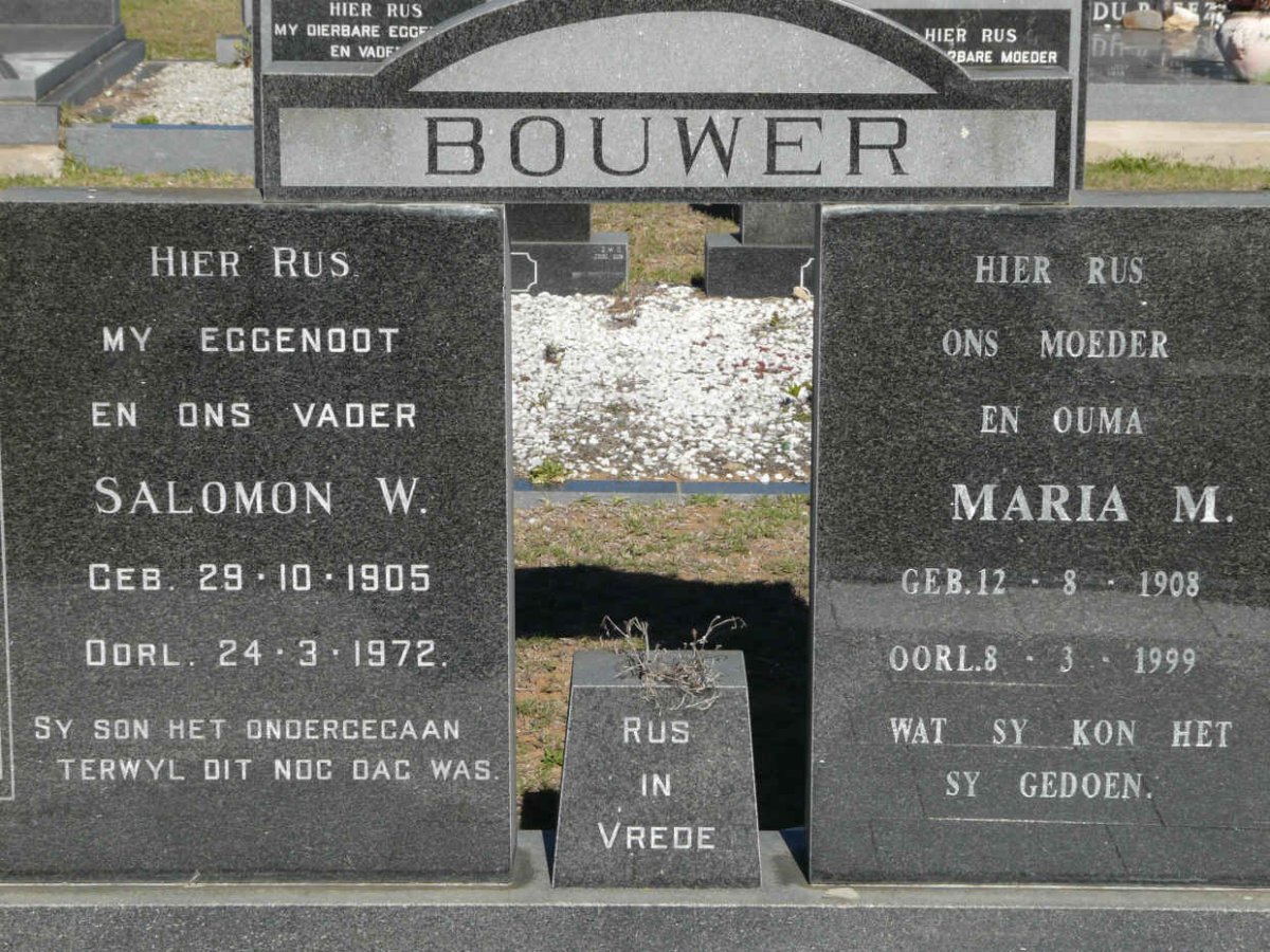BOUWER Salomon W. 1905-1972 &amp; Maria M. 1908-1999