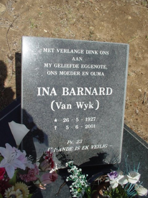 BARNARD Ina nee VAN WYK 1927-2001 _2