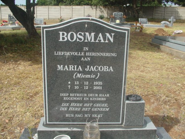 BOSMAN Maria Jacoba 1935-2001