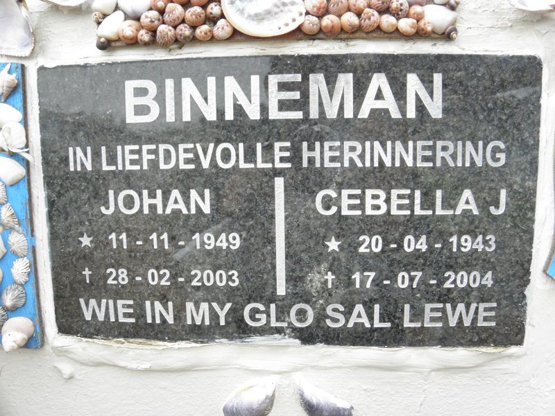 BINNEMAN Johan 1949-2003 &amp; Cebella J. 1943-2004