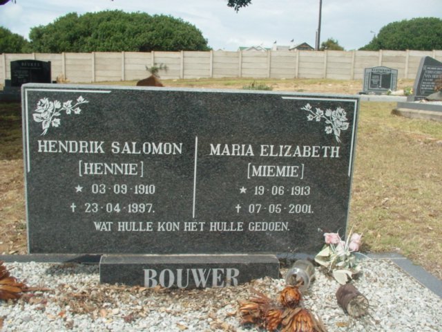 BOUWER Hendrik Salomon 1910-1997 &amp; Maria Elizabeth 1913-2001
