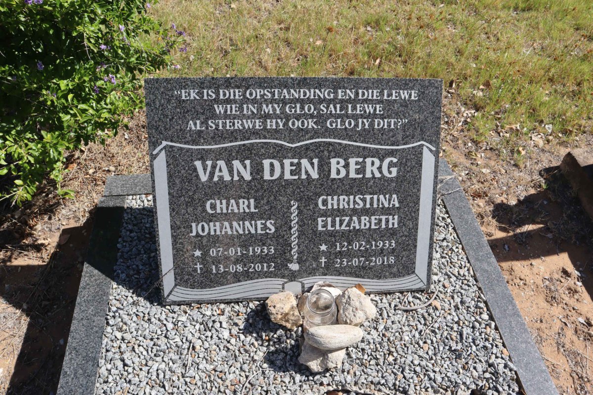 BERG Charl Johannes, van den 1933-2012 & Christina Elizabeth 1933-2018