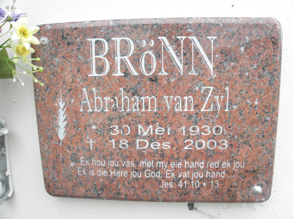 BRŐNN Abraham van Zyl 1930-2003