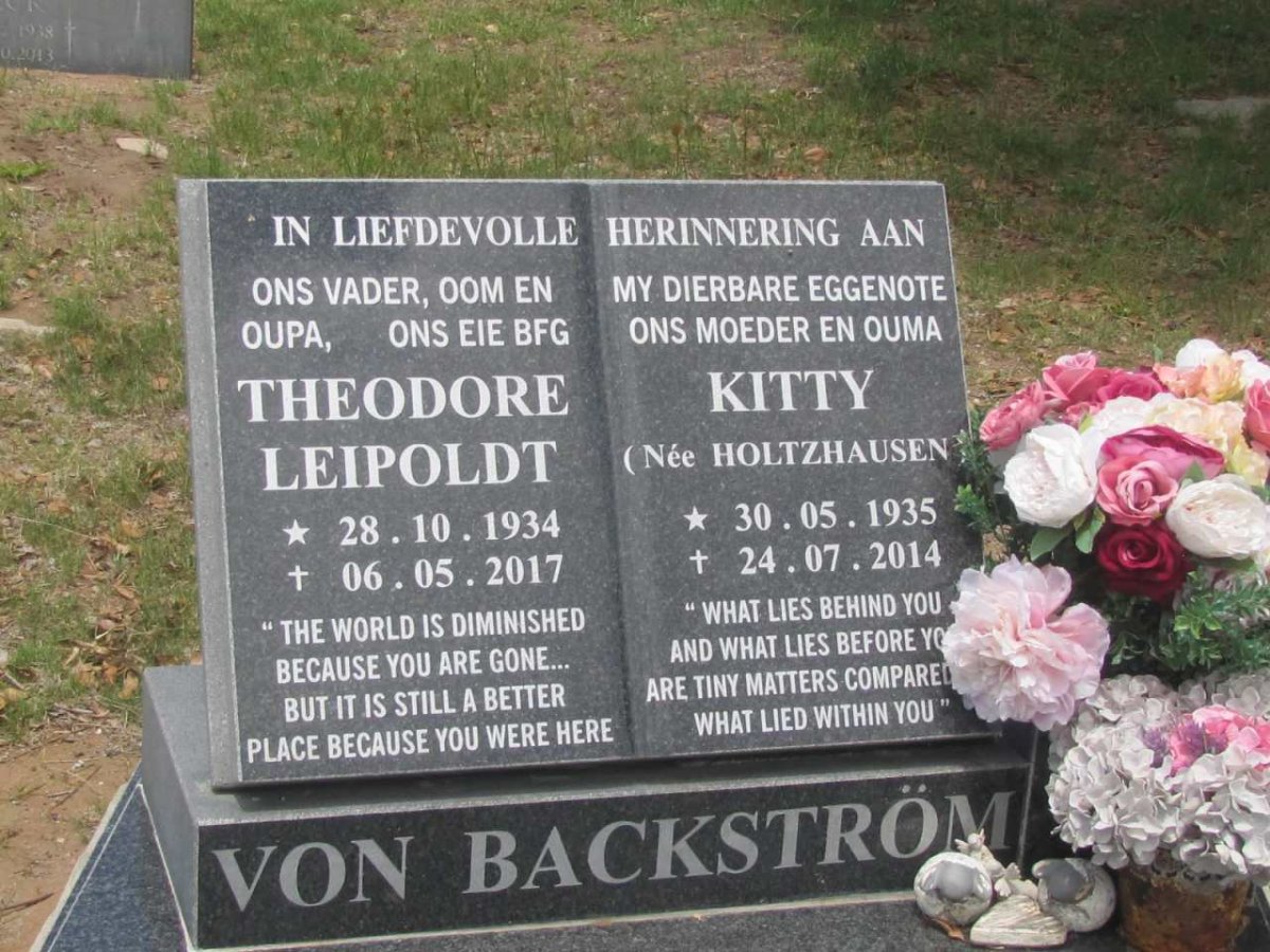 BACKSTROM Theodore Leipoldt, von 1934-2017 &amp; Kitty HOLTZHAUSEN 1935-2014