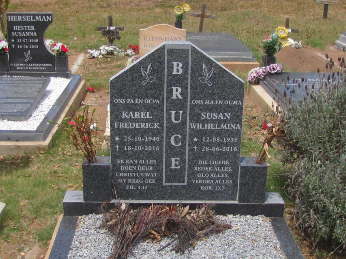 BRUCE Karel Frederick 1940-2016 &amp; Susan Wilhelmina 1935-2016